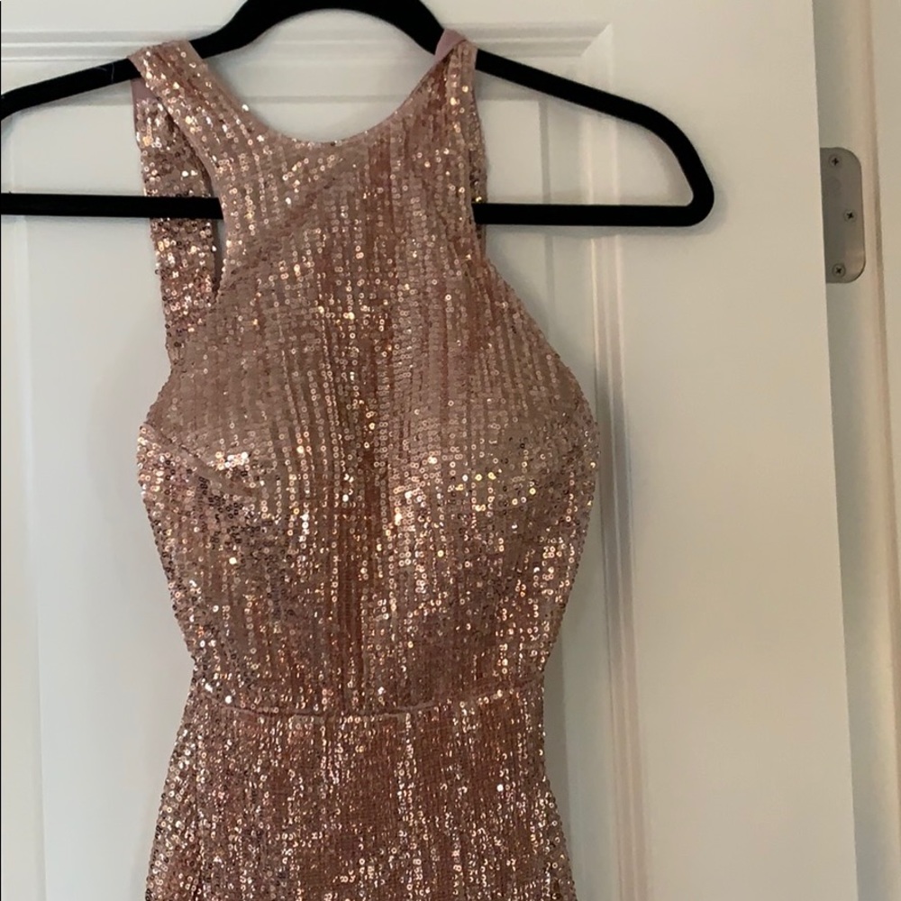 Gold sequence floor length dress